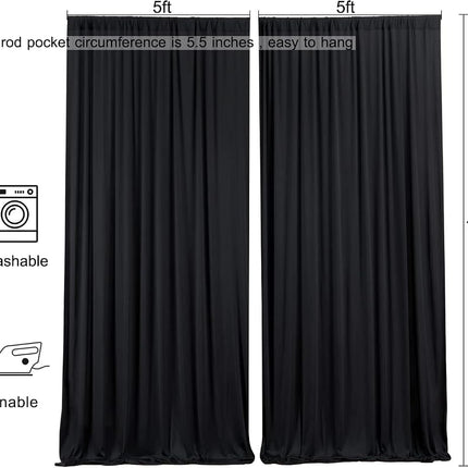AK TRADING CO. 10 feet x 10 feet IFR Polyester Backdrop Drapes Curtains Panels with Rod Pockets - Wedding Ceremony Party Home Window Decorations - Black