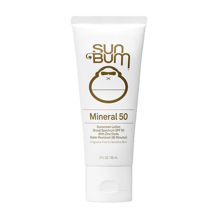 Sun Bum Mineral SPF 50 Sunscreen Body Lotion| Broad Spectrum Moisturizing Facial Sunblock with Vitamin E | Vegan and Hawaii 104 Act Compliant (Octinoxate & Oxybenzone Free) | Travel Friendly 3 oz