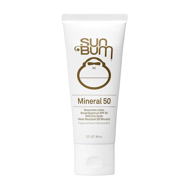 Sun Bum Mineral SPF 50 Sunscreen Body Lotion| Broad Spectrum Moisturizing Facial Sunblock with Vitamin E | Vegan and Hawaii 104 Act Compliant (Octinoxate & Oxybenzone Free) | Travel Friendly 3 oz