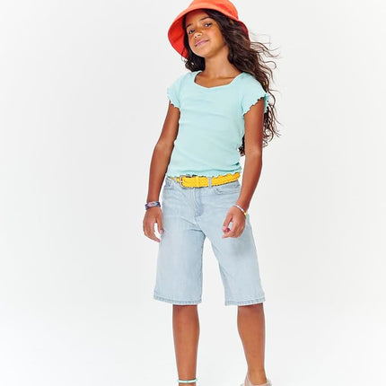 The Children's Place Pantalón corto vaquero midi para niña, lavado Maddie, 4