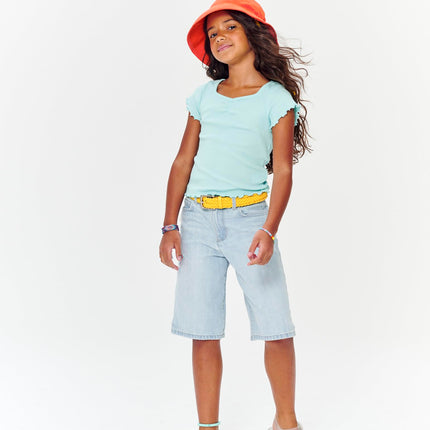 The Children's Place Girls' Denim Midi Shorts, Maddie Wash, 10