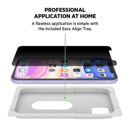 Belkin SCREENFORCE Tempered Glass Privacy Screen Protector for iPhone 11, iPhone XR, Model Number: OVA006zz