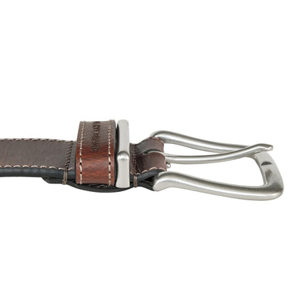 Lucky Brand Men's Stitched Leather Belt | Classic | Casual | Dress | Everyday | Western | Genuine Leather | Metal Buckle, Leather Keeper - Tan, 38