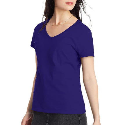 Hanes womensOS04V2Short Sleeve V-Neck T-Shirt Short Sleeve T-Shirt - - XXX-Large Purple
