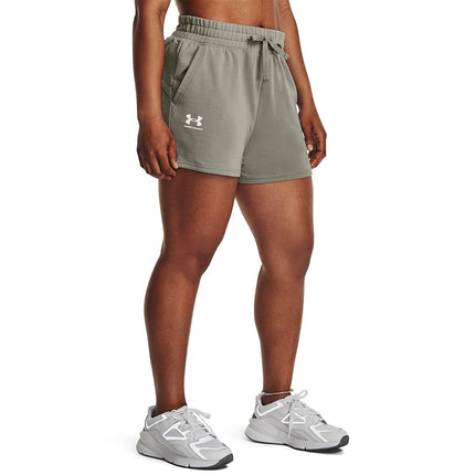 Under Armour Women's Rival Terry Shorts, (504) Grove Green / / White, XS