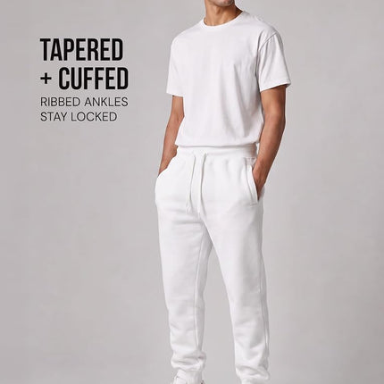Southpole Men's 1570 Basic Active Fleece Jogger Sweatpants, White a, XXL