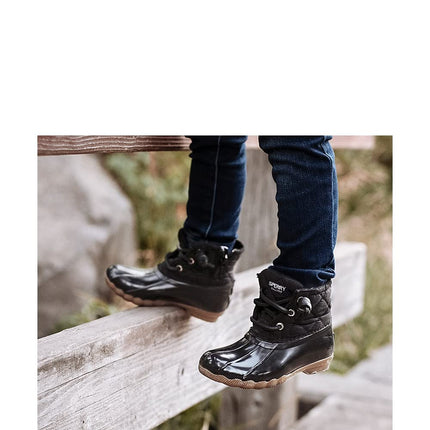 Botte Sperry Saltwater pour petites filles, noire, 11 M US
