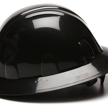 Pyramex Safety SL Series Full Brim Hard Hat, 4-Point Ratchet Suspension, Black, Medium