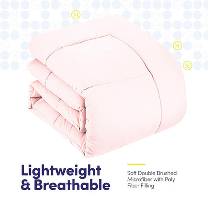 California King Comforter Set - Soft & Breathable 7-Piece Bedding Collection - 1 Comforter, 1 Fitted Sheet, 1 Flat, 4 Pillowcases - Deep Pocket - Premium Quality - Ideal for All Seasons, Pale Pink