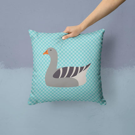 Caroline's Treasures BB8067PW1414 Pilgrim Goose Blue Check Fabric Decorative Pillow , 14Hx14W, Multicolor