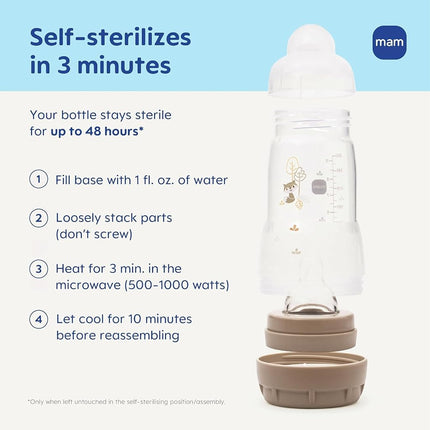 MAM Easy Start Anti-Colic Bottle 5 oz (3-Count), Baby Essentials, Slow Flow Bottles with Silicone Nipple, Baby Bottles for Baby Boy, Blue