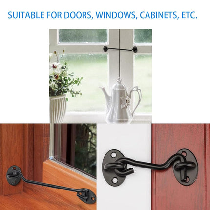 3” Barn Door Lock Gate Latch 5 Pack,Privacy Hook and Eye Latch, Easy Lock for Wooden Fence, Screen Door, Outdoor Fence, Black