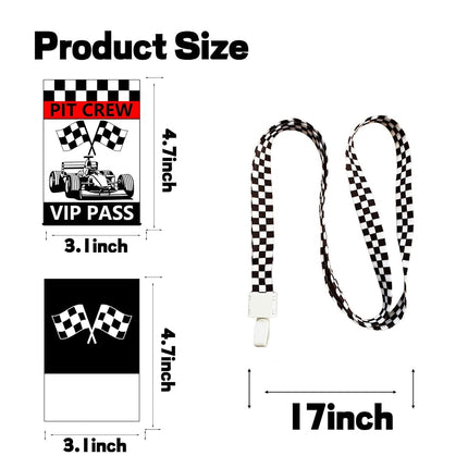25 Sets Racing VIP Pass Cards with Racing Lanyards Bulk PVC VIP Pass Cards with White and Black Lanyards for Event Gamer Race Car Theme Birthday Party Fast One Party Supplies (Black)