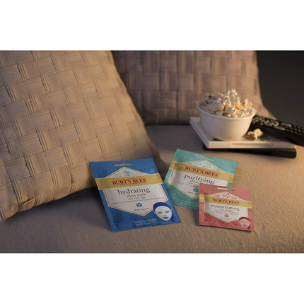 Burt's Bees Hydrating Face Mask with Clary Sage, Single Use Sheet Mask, 6 Count (Package May Vary)
