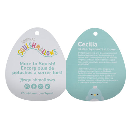 Squishmallows Original 13 cm Cécilia Cygne bleu avec couronne argentée et ventre scintillant - Peluche officielle Jazwares