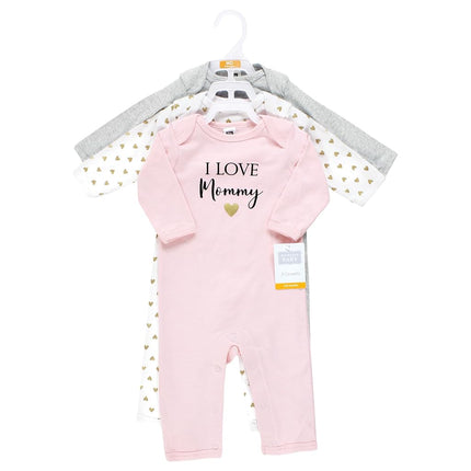 Hudson Baby Unisex Baby Cotton Coveralls, Girl Mommy, 6-9 Months