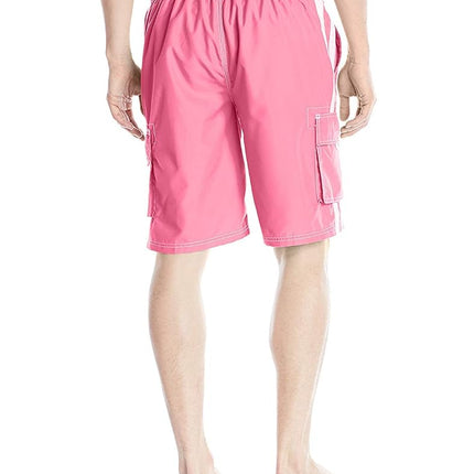 Kanu Surf Men's Barracuda Swim Trunks (Regular & Extended Sizes), Pink, Medium