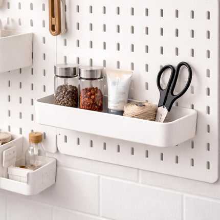 Chris.W 2Pack Pegboard Trays Pegboard Shelf White Pegboard Bins Pegboard Box Pegboard Spice Holder(11"x 3.5"x 1.2")- Compatible with IKEA Skadis Pegboard
