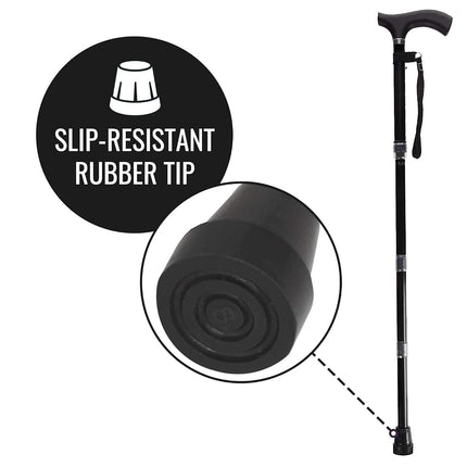 Switch Sticks Aluminum Adjustable Folding Cane and Walking Stick collapses and adjusts from 32 to 37 inches, Black