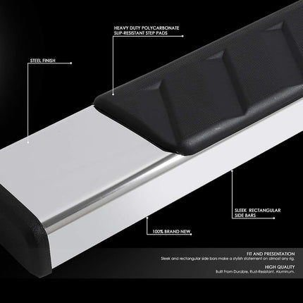 DNA MOTORING STEPB-ZTL-8173-SS Estribos Laterales de Acero Inoxidable de 5 Pulgadas de Ancho Compatibles con Ram 1500 Crew Cab 4 Puertas 11-18