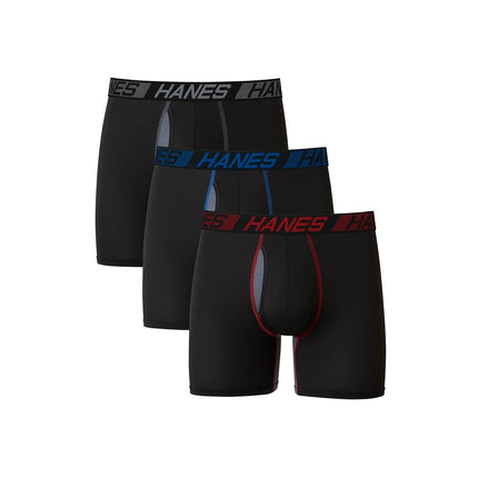 Hanes Men's X-Temp Total Support Pouch Boxer Brief, Anti-Chafing, Moisture-Wicking Underwear, Multi-Pack, Regular Leg-Black, XL (Pack of 3)