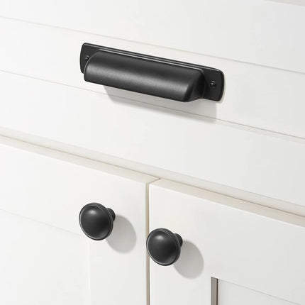 khtumeware 10 Pack 3" Drawer Pulls Matte Black Cabinet Cup Pulls Kitchen Hardware Cabinet Handles Drawer Handles Knobs 3 inch Hole Center