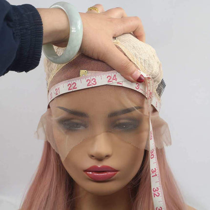 Xiweiya peach red Wigs For Women Rosie Whiteley Hairstyle Rose Gold Pastel Pink Wig Girls Synthetic Lace Front Wig With Heat Resistant 24 inch