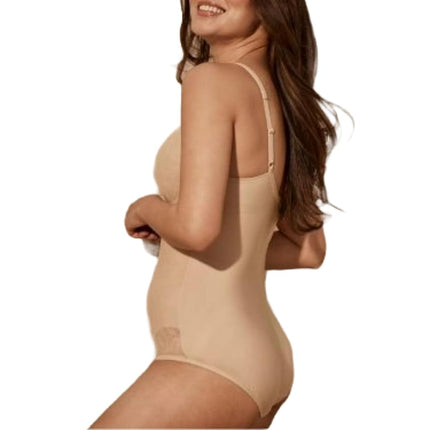 Bali Women’s Shapewear Firm Control Ultra Light Built-in Bra Lace Body Shaper Briefer Fajas DF6552, Nude, 3 8D US