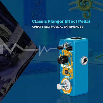 AFOT Classic Vintage Analog Flanger Guitar Effects Pedal, Electric Guitar Flanger, True Bypass, Blue