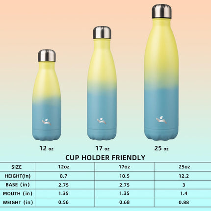Konokyo Insulated Water Bottles,17oz Double Wall Stainless Steel Vacumm Metal Flask for Sports Travel,Sandy Beach