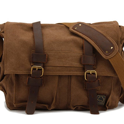 Sechunk Men's Canvas Messenger Bags, coffee, 13.3