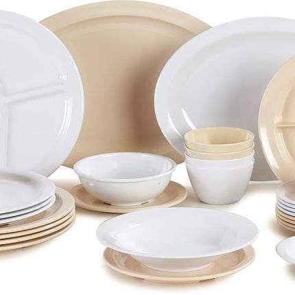 Carlisle FoodService Products Kingline Plastic Oval Platter Oval Tray for Home and Restaurant, Melamine, 12 x 9 Inches, Tan, (Pack of 12)