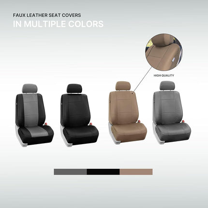 FH Group Automotive Seat Covers Black Universal Fit Front Set fits most Cars, SUVs, and Trucks (Faux Leather, Set of 2) PU001BLACK102