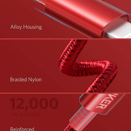 Anker New Nylon USB C to Lightning Cable, Apple MFi Certified for iPhone 14 Series, and More (6FT,Red)