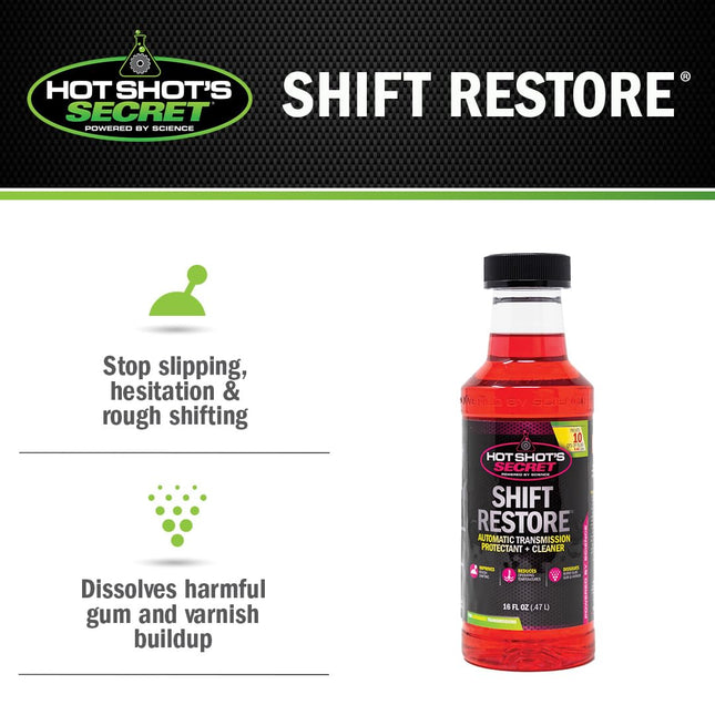 Aditivo para la transmisión automática Shift Restore de Hot Shot's Secret, botella de 16 oz líq.