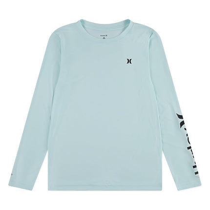 Hurley Boys' Long Sleeve UPF 50+ Rash Guard Swim Shirt, Mint Candy Heather, 7