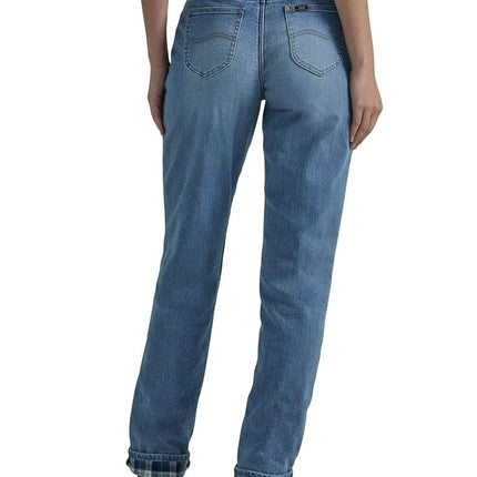 Lee Women's Relaxed Fit Straight Leg Jean, Fleece-Lined Alpine Frost, 18 US