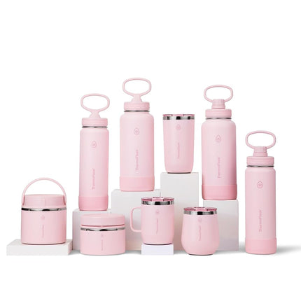 ThermoFlask Insulated Water Bottle with Straw Lid (24 oz, Blush) - Leakproof, Stainless Steel Water Bottle for Cold & Hot Drinks, Travel & Daily Hydration