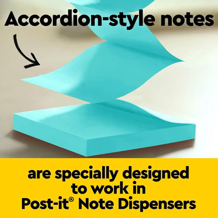 Post-it Note Dispenser, Vertical Design, Pop-Up Notes, Black with Grey Geometric Pattern, 1 Aqua Splash 3 in x 3 in Super Sticky Note Pad