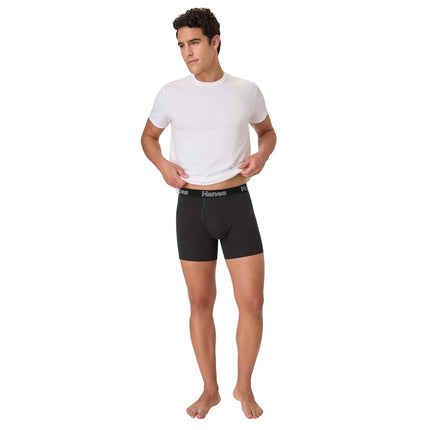Hanes Men's Underwear Pack, Stretch Cotton Boxer Briefs, Moisture-Wicking, 12-Pack, Black, L (Pack of 6)