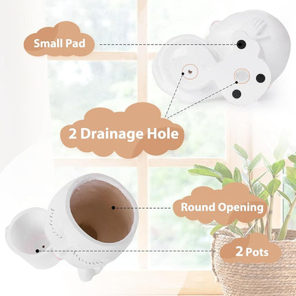 vomiceak Face Planters Pots Head Planter for Indoor Outdoor Plants - Double Cute Plant Pots for Flower Succulent with Drainage Hole - Ideal Gift Ideas(White Lady)
