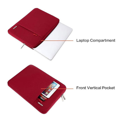 MOSISO Laptop Sleeve Bag Compatible 13-13.3 Inch MacBook Pro, MacBook Air, Notebook Computer, Vertical Style Water Repellent Polyester Protective Case Cover with Pocket, Red