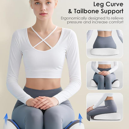 FLORICH Seat Cushion, Memory Foam Cushion for Office Chair, Ergonomic Office Seat Chair Cushion for Relieving Sciatica, Soft & Breathable Car Seat Cushion - Gray