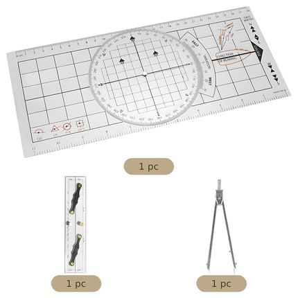 3 Pcs Marine Navigation Kit, Nautical Chart Plotting Tool Set with Single Hand Divider, Navigation Ruler and Protractor, Drafting Supplies for Boating, Sailing, Seafaring