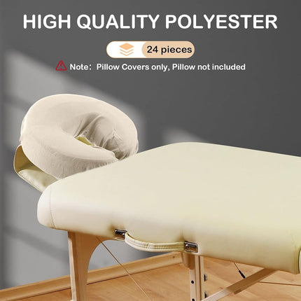 Macarrie 24 Pcs Massage Table Face Cradle Covers Microfiber,Beige