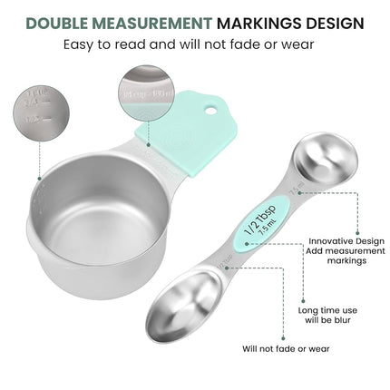 Magnetic Measuring Cups and Spoons Set-Heavy Duty 304 Stainless Steel