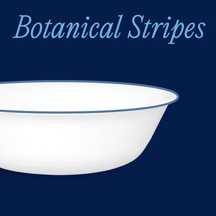 Corelle 6-Piece 18oz Round Bowls, Vitrelle Triple Layer Glass, Perfect for Soup, Cereal and Snacks, Lightweight, Chip and Scratch Resistant, Microwave and Dishwasher Safe, Botanical Stripes