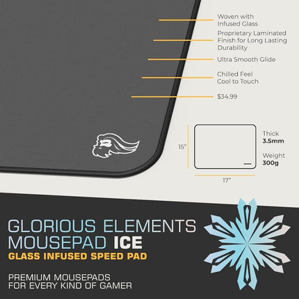 GLORIOUS Elements ICE Glass Infused Gaming Mousepad (Black)