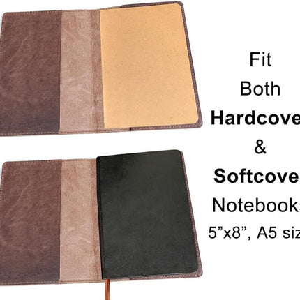 Fan&Ran Leather Cover for A5 Journals, 6.7"x9", Bourbon Brown