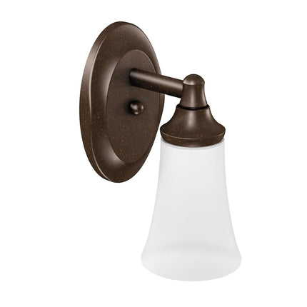 Moen YB2861ORB Eva Applique de salle de bain à 1 lumière à double montage avec verre dépoli, bronze huilé
